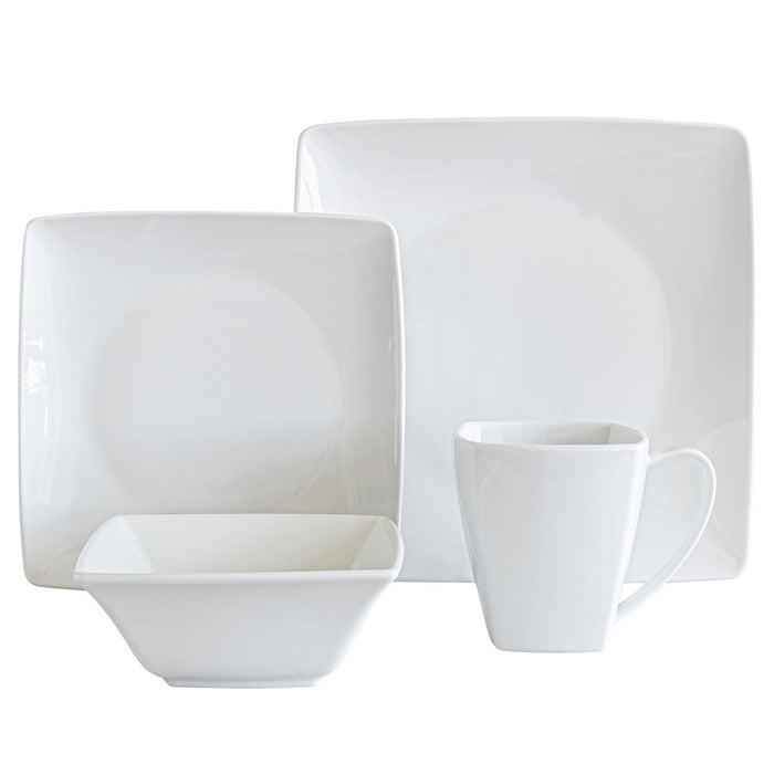 32 Piece White Porcelain Square Dinnerware Set
