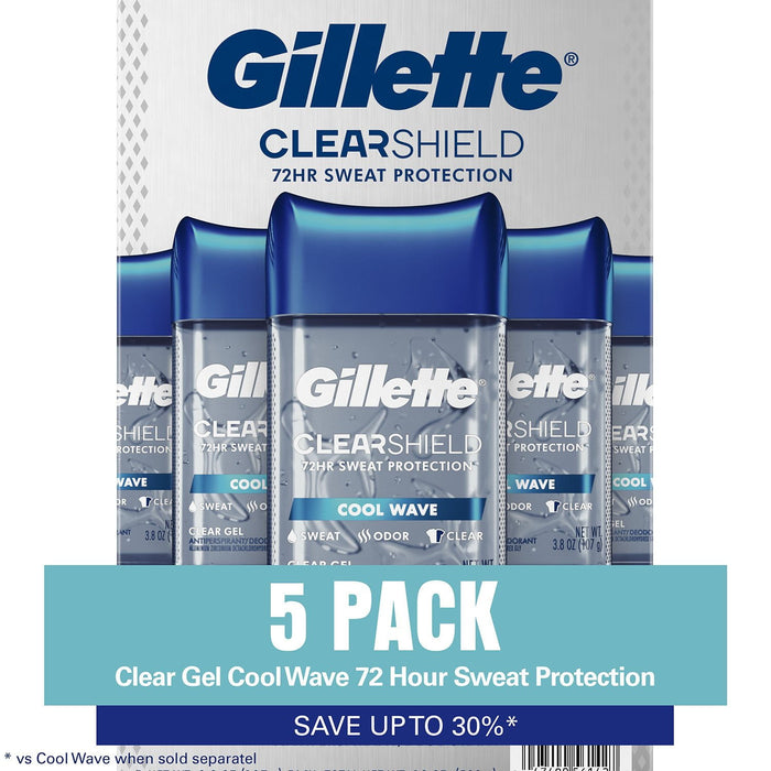 Gillette Cool Wave Clear Gel Men's Antiperspirant and Deodorant (5 pk.)