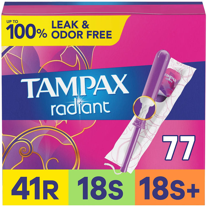 Tampax Radiant Tampons Trio Pack, 77 ct.