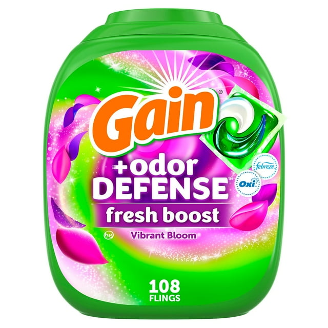 Gain Flings! Odor Defense Fresh Boost Laundry Detergent Pacs, 108 ct.