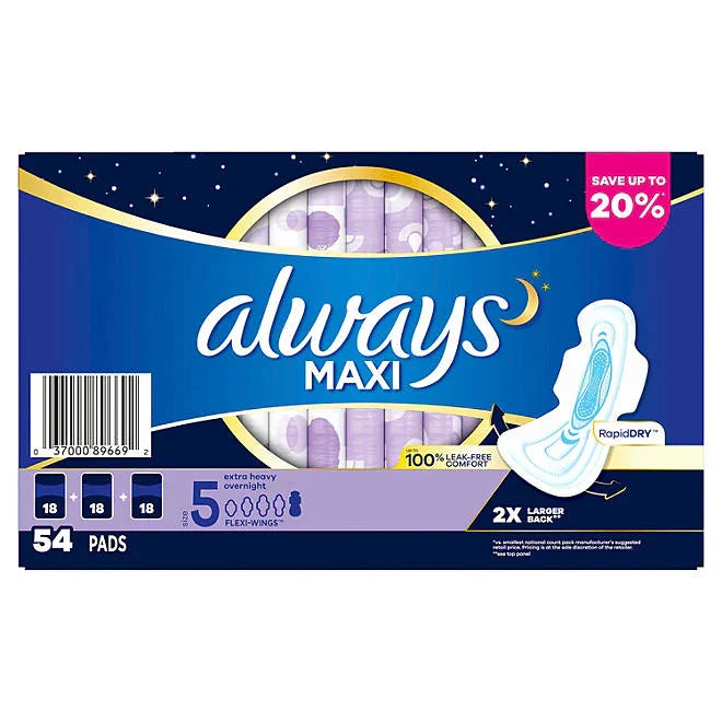 Always Maxi Overnight - Extra Heavy - 54 Count - ShopUSA - Kenya