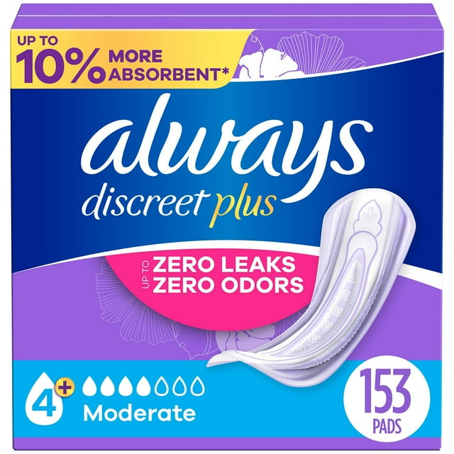 Always Discreet plus Incontinence Pads for Women, (choose size)