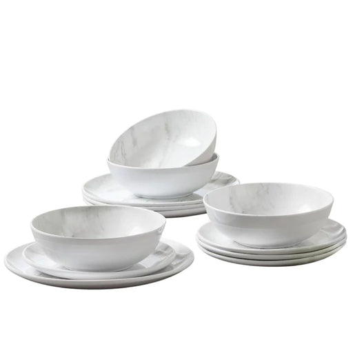 Better Homes & Garden 12-Piece Melamine Marble Dinnerware Set - ShopUSA - Kenya