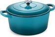 Tramontina 7 Qt Enameled Cast Iron Dutch Oven, Peacock - Front