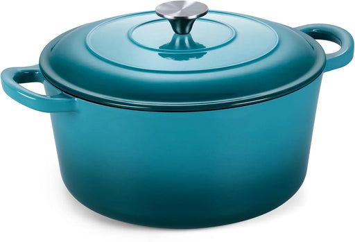 Tramontina 7 Qt Enameled Cast Iron Dutch Oven, Peacock - Front