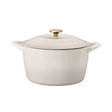 Tramontina 7 Qt Enameled Cast Iron Dutch Oven, Latte gold knob - Front