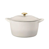 Tramontina 7 Qt Enameled Cast Iron Dutch Oven, Latte gold knob - Front