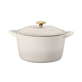 Tramontina 7 Qt Enameled Cast Iron Dutch Oven, Latte gold knob - Front