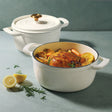 Tramontina 4 and 6 Quart Cast Iron Dutch Oven Set, White - Front