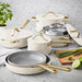 Member's Mark 11-Piece Modern Ceramic Cookware Set, Cream - Front