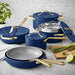 Member's Mark 11-Piece Modern Ceramic Cookware Set, Blue - Front