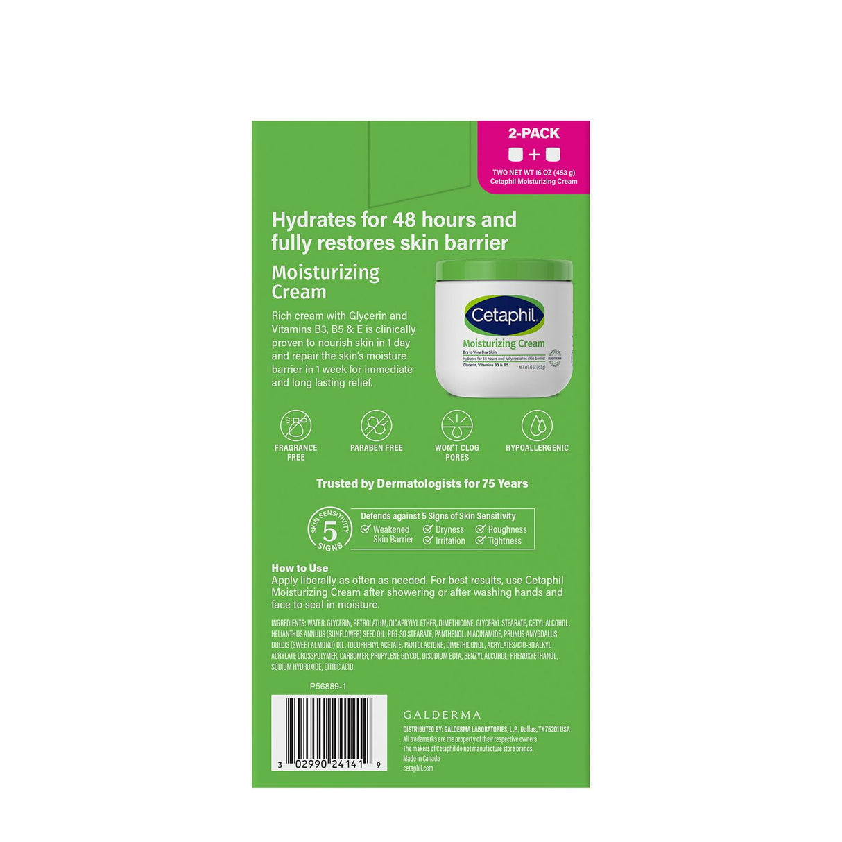 Cetaphil Moisturizing Cream for Very Dry, Sensitive Skin (2 Pack)