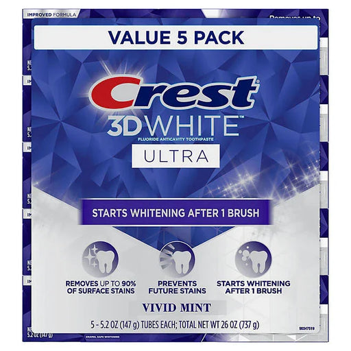 Crest 3D White Vivid Mint Ultra Whitening Toothpaste 5 pk. - ShopUSA - Kenya