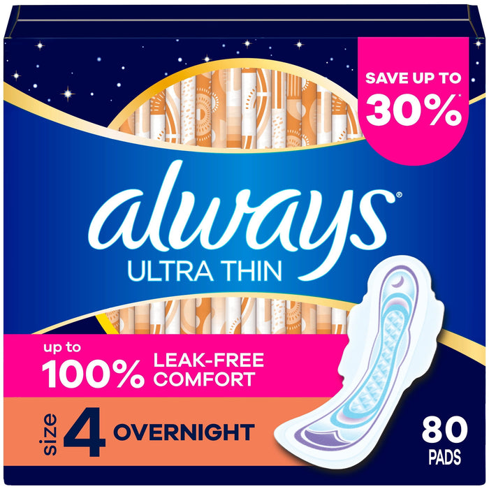 Always Ultra Thin Overnight Pads, , Size 4 (Choose)