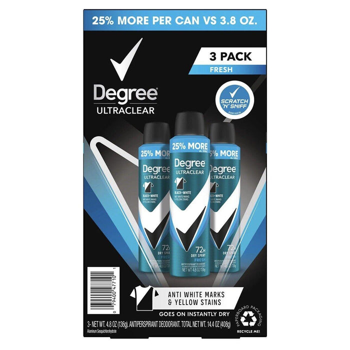 Degree for Men Ultraclear Black+White Deodorant Dry Spray, Fresh - ShopUSA - Kenya