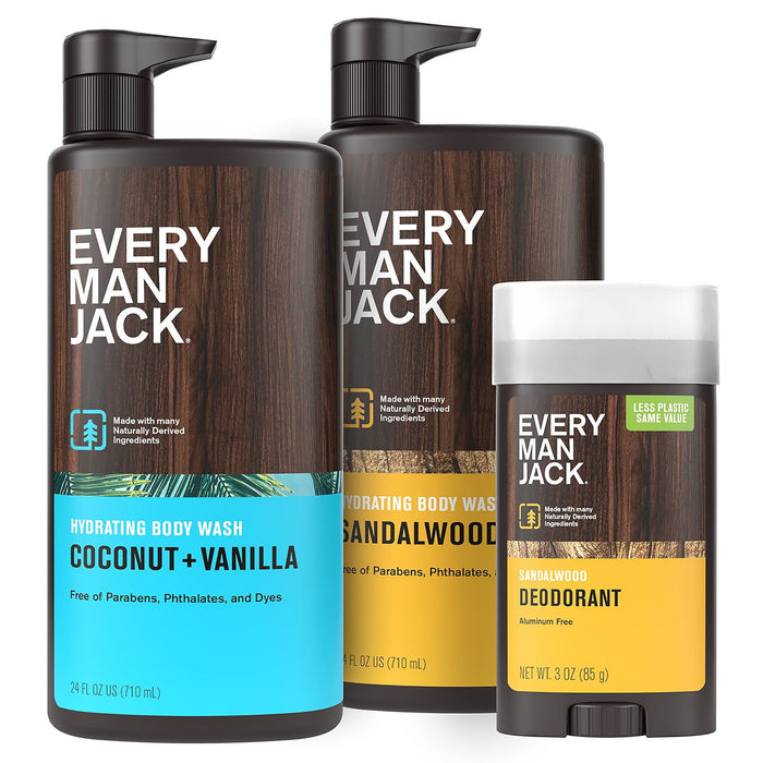 Every Man Jack Sandalwood & Coconut Vanilla Body Wash and Deodorant Kit