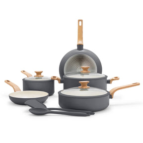 GreenPan Essence 10-Piece Ceramic Nonstick Cookware Set, Gray - Front