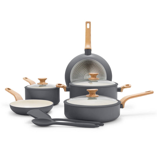 GreenPan Essence 10-Piece Ceramic Nonstick Cookware Set, Gray - Front