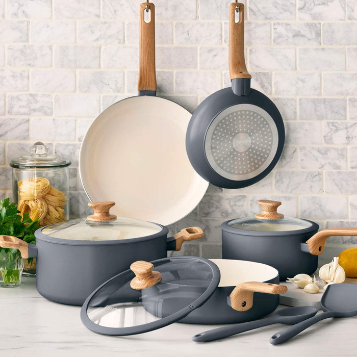 GreenPan Essence 10-Piece Ceramic Nonstick Cookware Set, Taupe - Detail 3