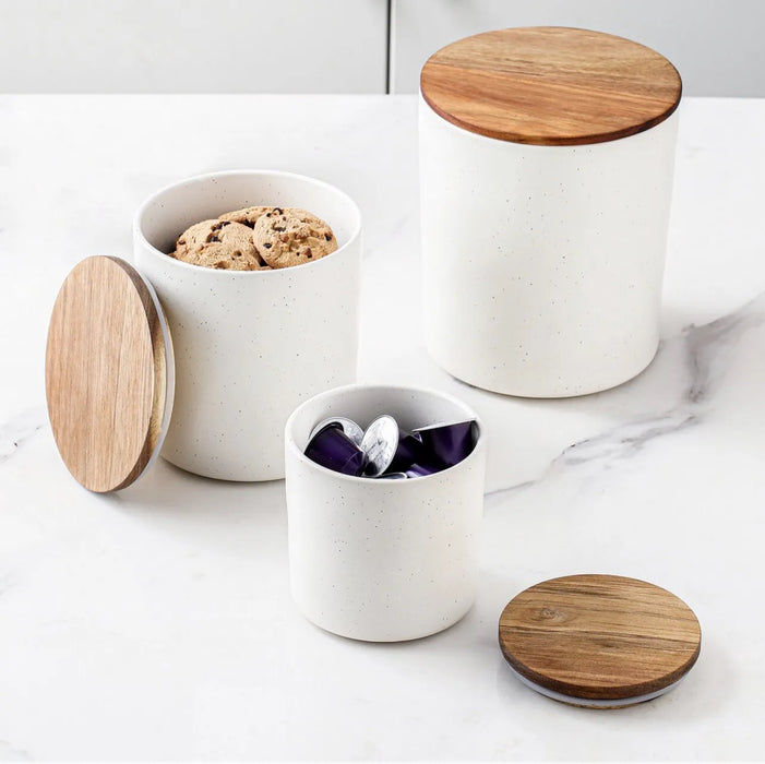 Member's Mark 4-piece Canister With Acacia Wood Lid Set, Choose Color - ShopUSA - Kenya