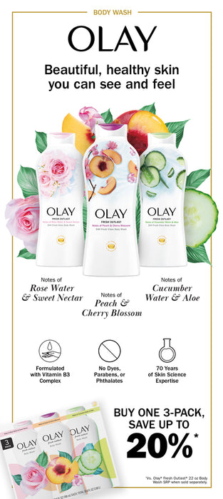 Olay Fresh Outlast Body Wash with Vitamin B3 Complex 3pack - ShopUSA - Kenya