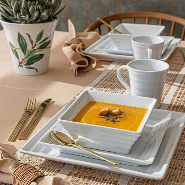 over&back 32 Piece White Porcelain Square Dinnerware Set - ShopUSA - Kenya