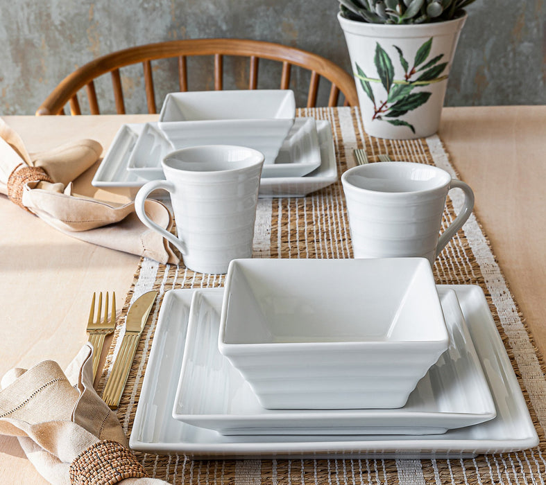 over&back 32 Piece White Porcelain Square Dinnerware Set - ShopUSA - Kenya