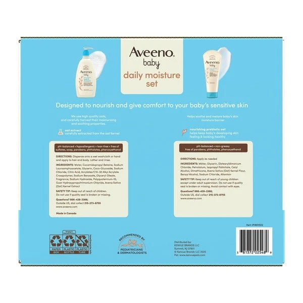 Aveeno Baby Moisture Set, 2 Wash & Shampoo + Lotion,
