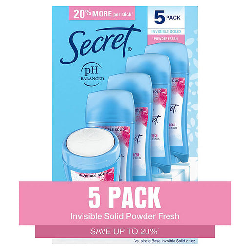 Secret Invisible Solid Deodorant 5 pack