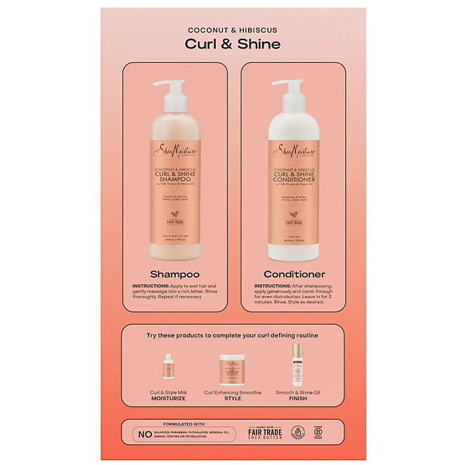 SheaMoisture Coconut & Hibiscus Curl Shampoo and Conditioner Set(2 Pack ) - ShopUSA - Kenya