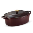Tramontina Cast Iron Oval Dutch Oven Pot with Lid, CranBerry - Front