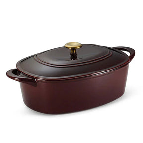 Tramontina Cast Iron Oval Dutch Oven Pot with Lid, CranBerry - Front