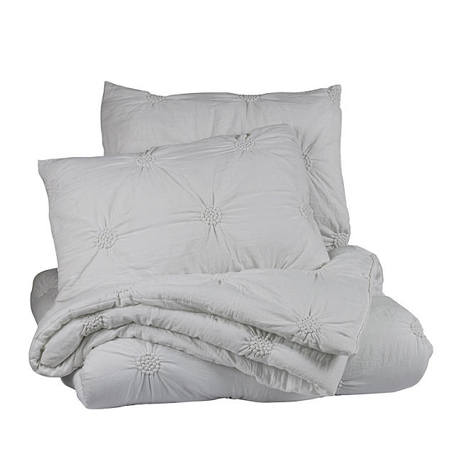 Ultra Plush Floral Pintuck Comforter Set, (Choose Size and Color) - ShopUSA - Kenya