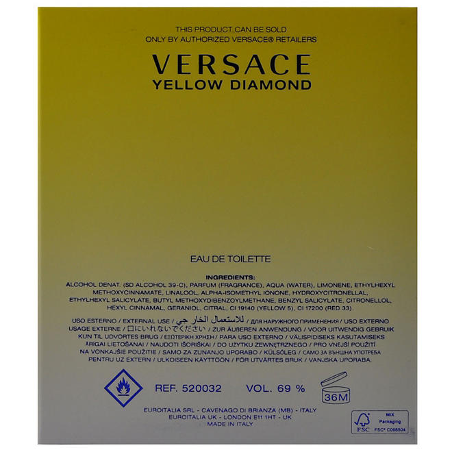 Versace Yellow Diamond Eau de Toilette 90 Ml