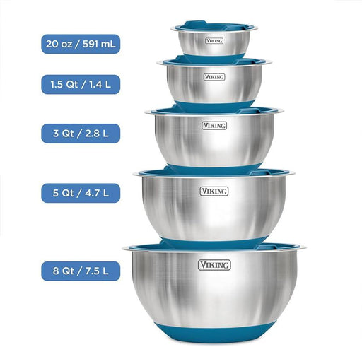 Viking 10-Piece Stainless Steel Mixing Bowl Set, Stackable with Lids - Shop USA - Kenya
