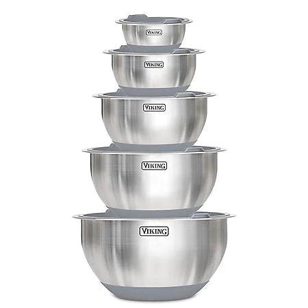 Viking 10-Piece Stainless Steel Mixing Bowl Set, Stackable with Lids - ShopUSA - Kenya