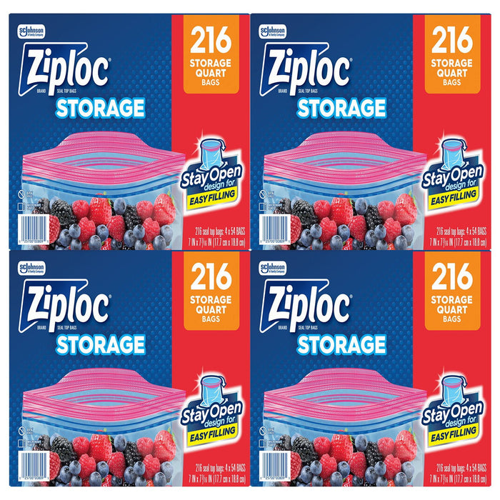 Ziploc Seal Top Quart Freezer Bags, 216 Count