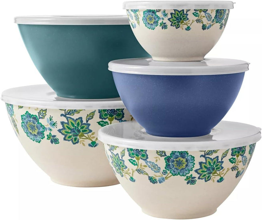 10-Piece Bamboo Melamine Mixing Bowls with Lids Set - ShopUSA - Kenya