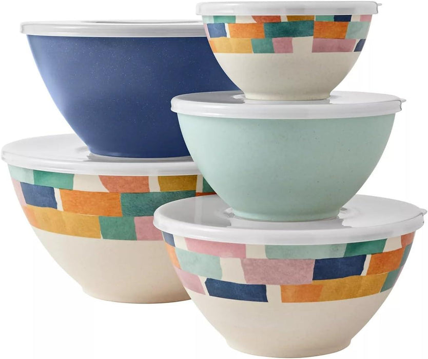 10-Piece Bamboo Melamine Mixing Bowls with Lids Set - ShopUSA - Kenya