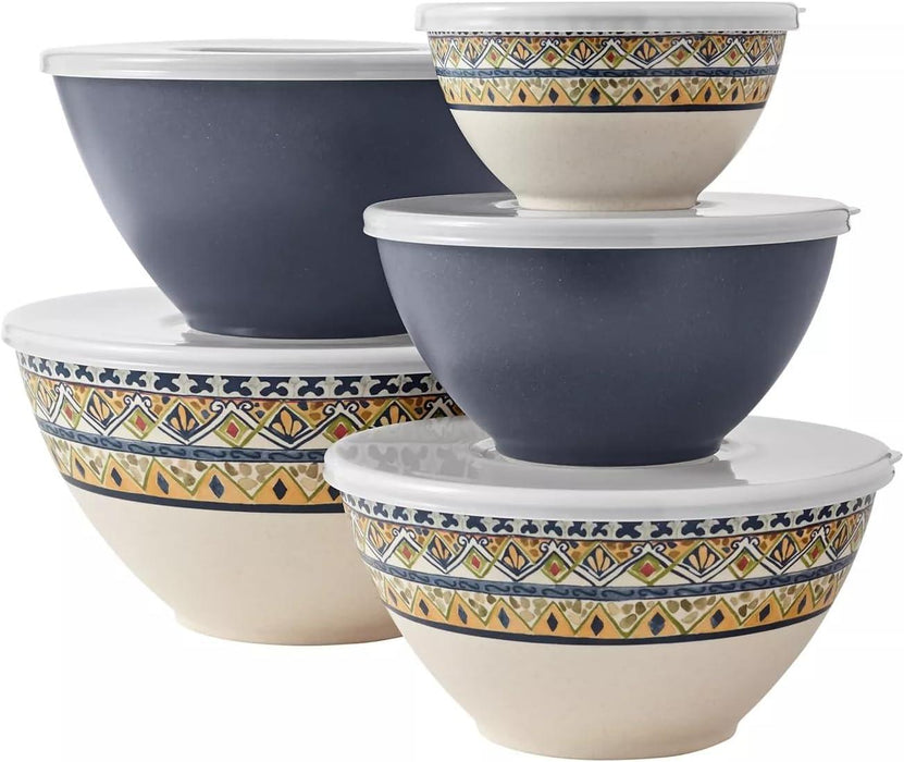 10-Piece Bamboo Melamine Mixing Bowls with Lids Set - ShopUSA - Kenya