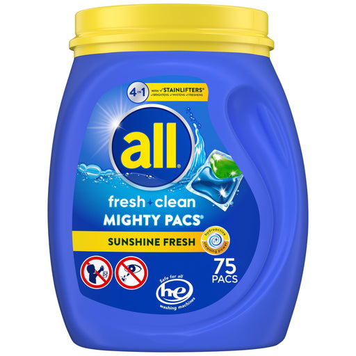 all Mighty Pacs Laundry Detergent Pacs, Fresh Clean 4 in 1 with Stainlifters, - ShopUSA - Kenya