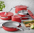 Member's Mark 11-Piece Modern Ceramic Cookware Set, Red - Front