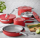 Member's Mark 11-Piece Modern Ceramic Cookware Set, Red - Front