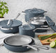 Member's Mark 11-Piece Modern Ceramic Cookware Set, Gray - Front