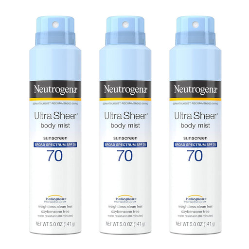 Neutrogena Ultra Sheer Body Mist Sunscreen Spray, SPF70 (5 Oz., 3 Pk.) - ShopUSA - Kenya