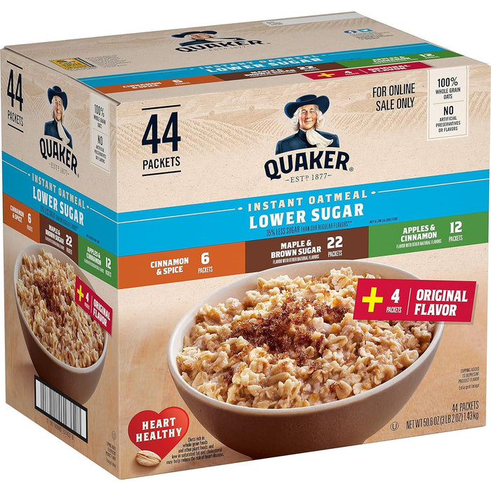 Quaker Instant Oatmeal Lower Sugar Flavor Variety Pack - ShopUSA - Kenya