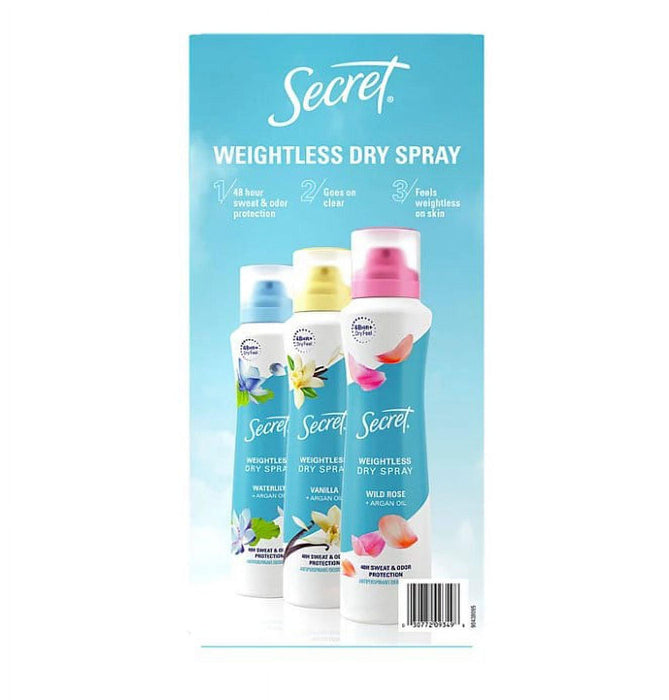 Secret Dry Spray Women's Antiperspirant Deodorant, Vanilla, Wild Rose & Waterlily (4.1 oz., 3 pk.) - ShopUSA - Kenya