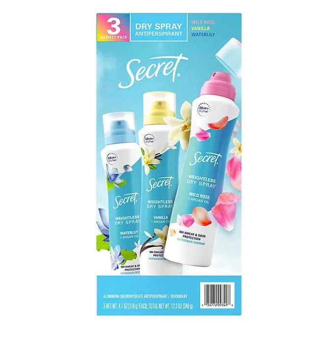 Secret Dry Spray Women's Antiperspirant Deodorant, Vanilla, Wild Rose & Waterlily (4.1 oz., 3 pk.) - ShopUSA - Kenya