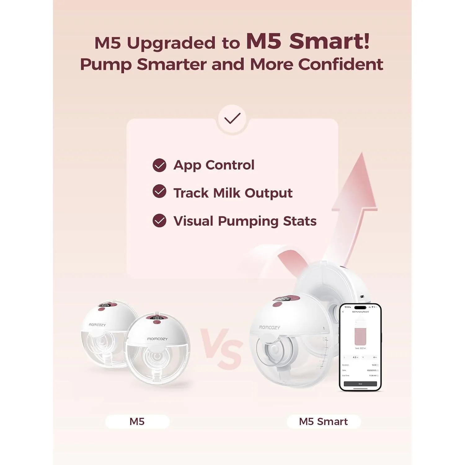 Momcozy M5 Smart APP Controlled Wearable Breast Pump, 2-Pack