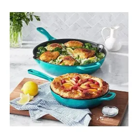 2-Piece Enamel Cast Iron Set, Teal